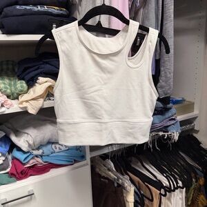 lululemon athletica White Asymmetric Cutout Cropped Tank